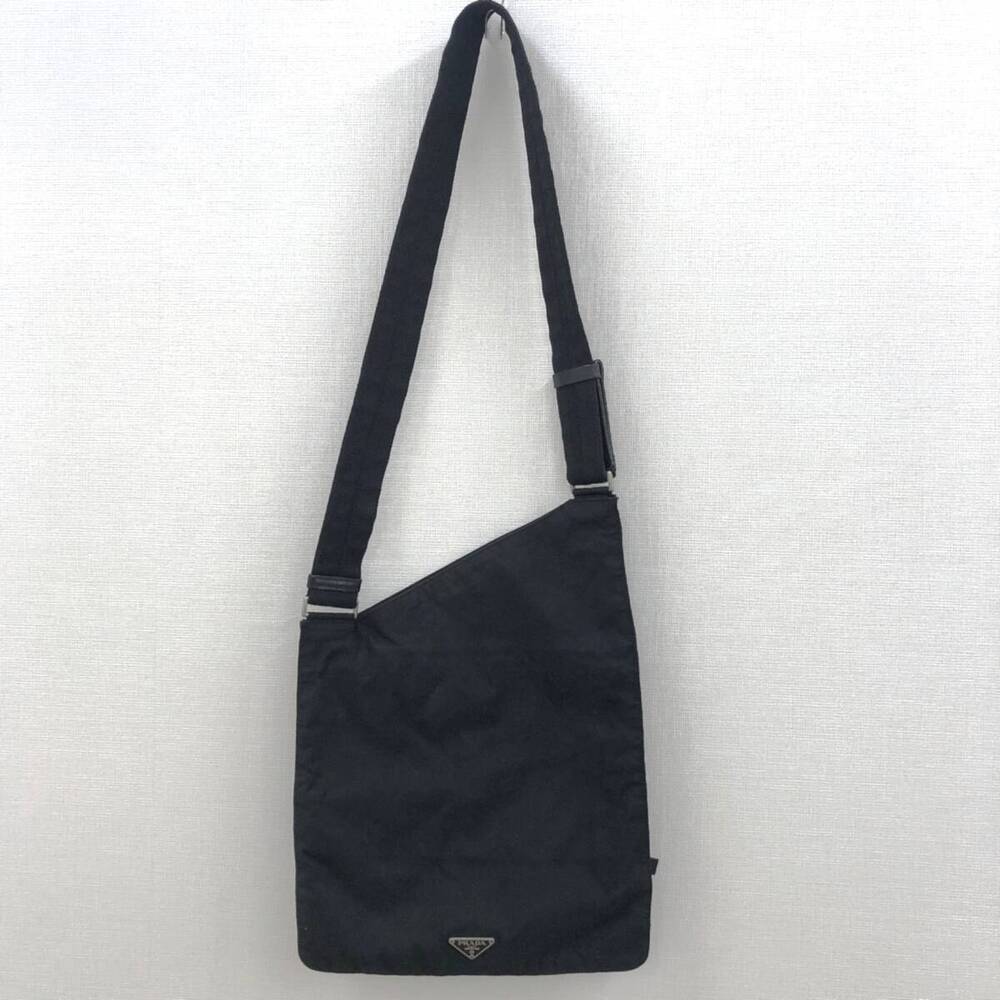 PRADA MILANO Shoulder Bag Sacoche Black Crossbody Triangle Slim Fit